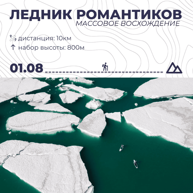 Массовое восхождение на ледник Романтиков — горный массив Рай-Из, 1 августа 2026